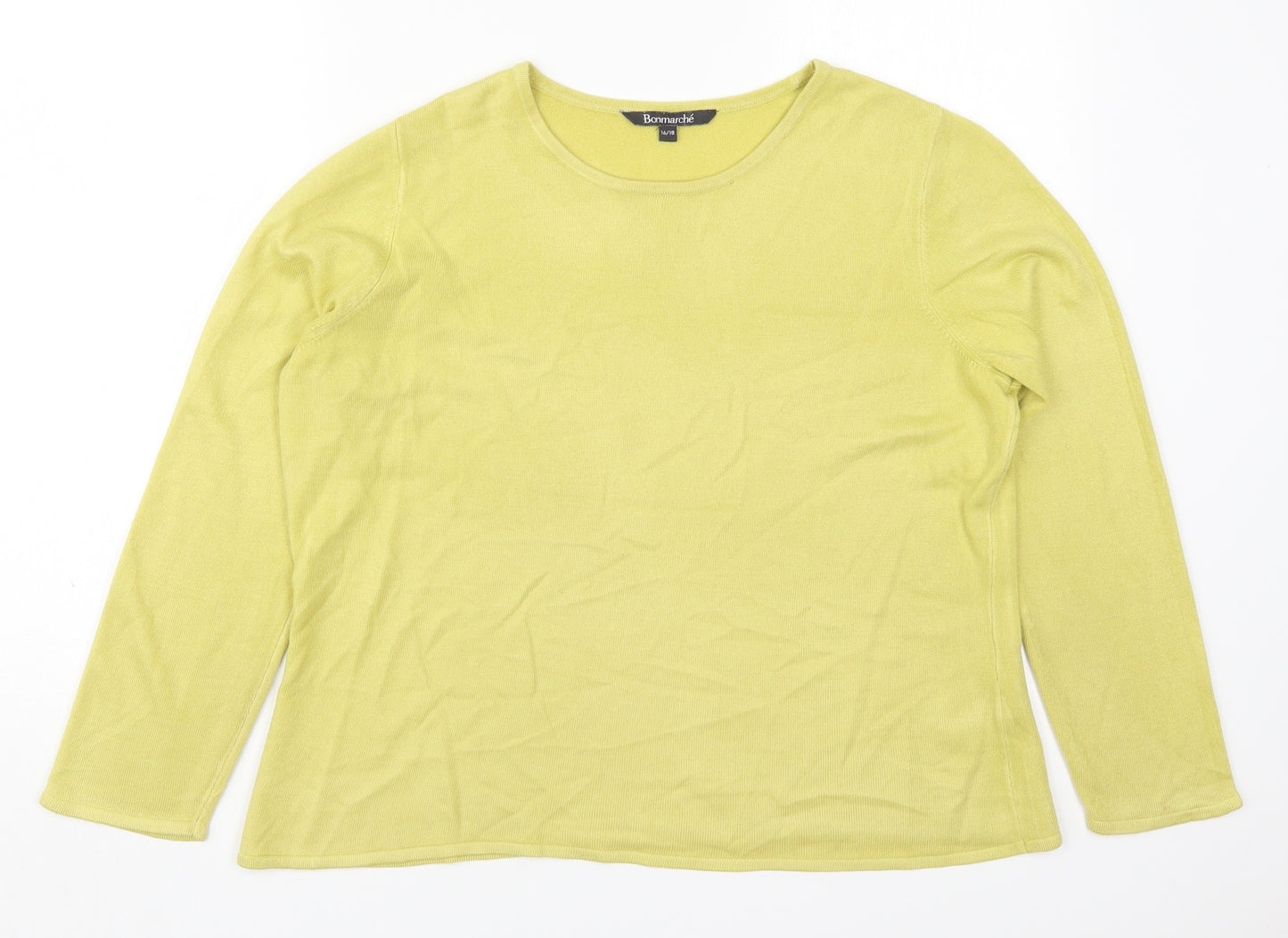 Bonmarché Womens Green Round Neck  Acrylic Pullover Jumper Size 16