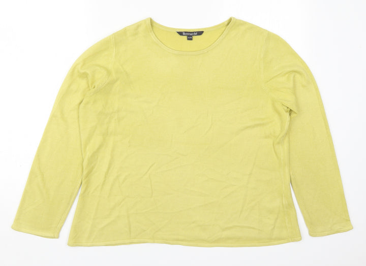 Bonmarché Womens Green Round Neck  Acrylic Pullover Jumper Size 16