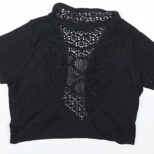 Soon Womens Blue V-Neck  Acrylic Cardigan Jumper Size 16