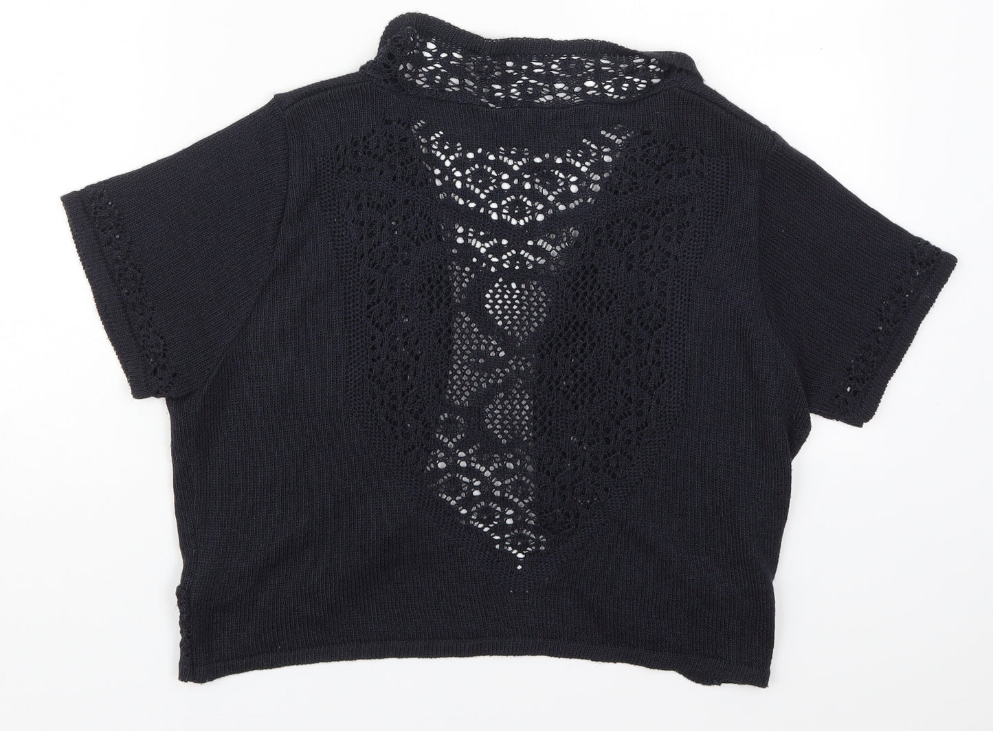 Soon Womens Blue V-Neck  Acrylic Cardigan Jumper Size 16