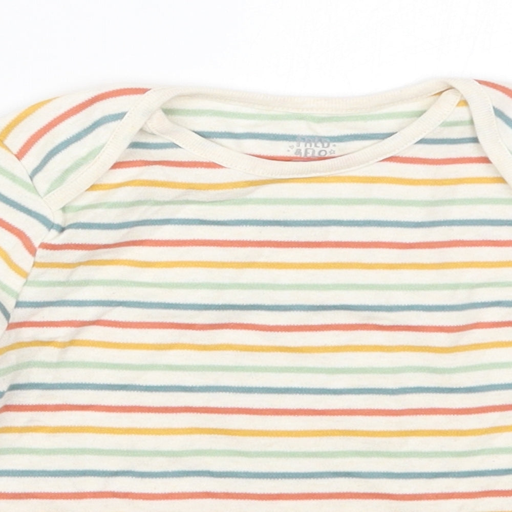 Fred & Flo Boys Multicoloured Striped Cotton Basic T-Shirt Size 2-3 Years Round Neck Pullover
