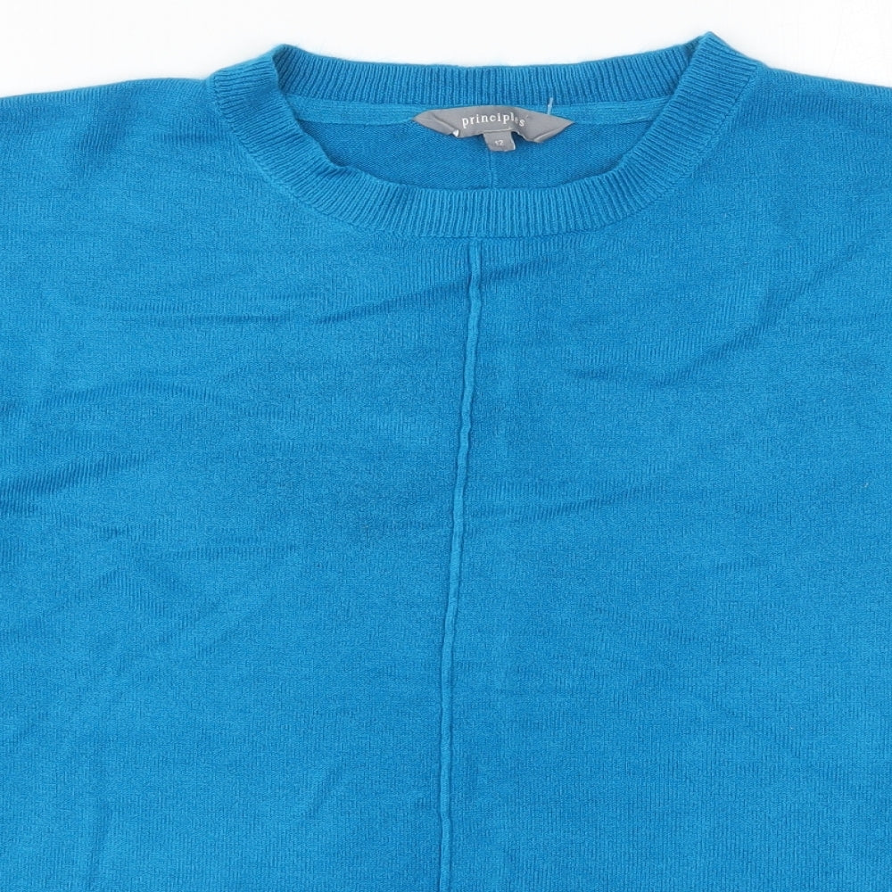 Principles Womens Blue Round Neck  Acrylic Pullover Jumper Size 12