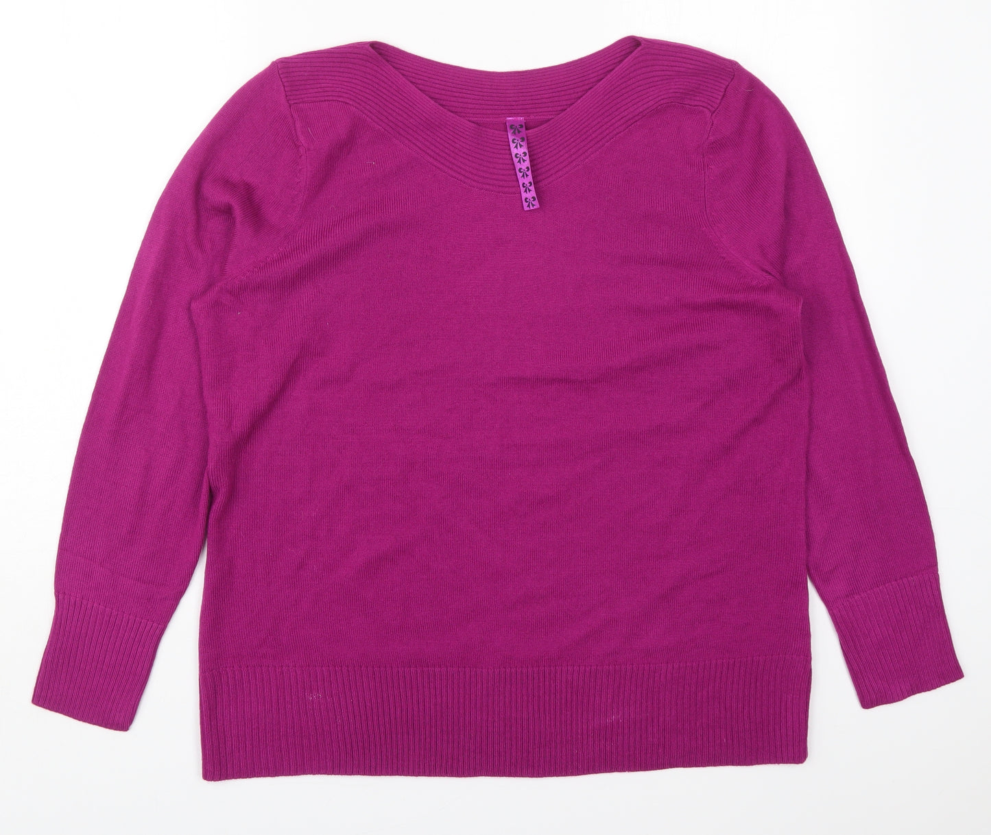 Arcadia Womens Pink Round Neck  Acrylic Pullover Jumper Size 18