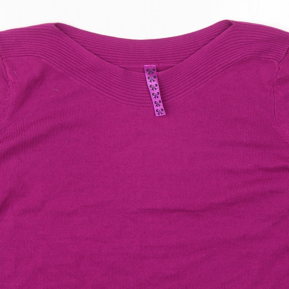 Arcadia Womens Pink Round Neck  Acrylic Pullover Jumper Size 18