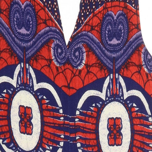 NEXT Womens Blue Geometric Viscose Basic Tank Size 10 V-Neck - Red