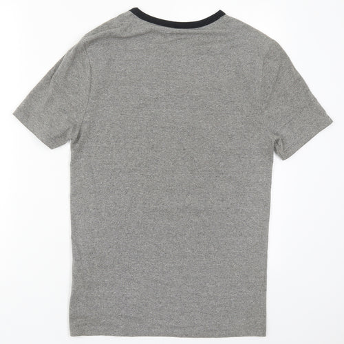 River Island Mens Grey  Cotton  T-Shirt Size S Henley