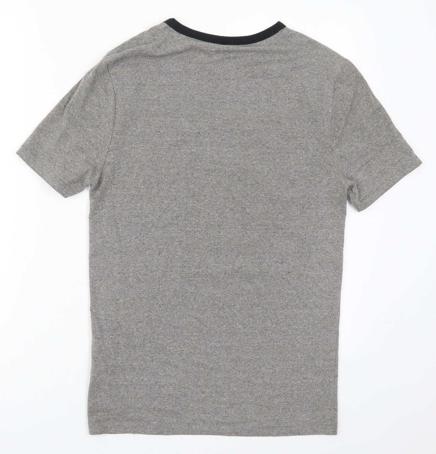 River Island Mens Grey  Cotton  T-Shirt Size S Henley