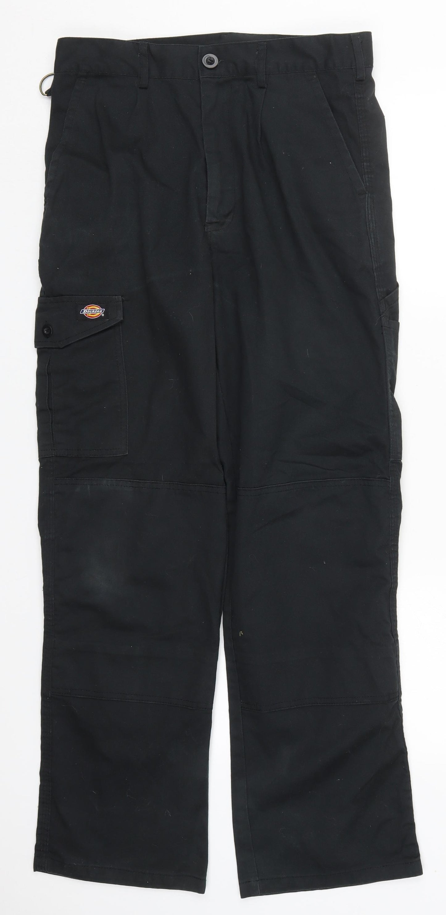 Dickies Mens Black  Polyester Carpenter Trousers Size 30 L30 in Regular Button