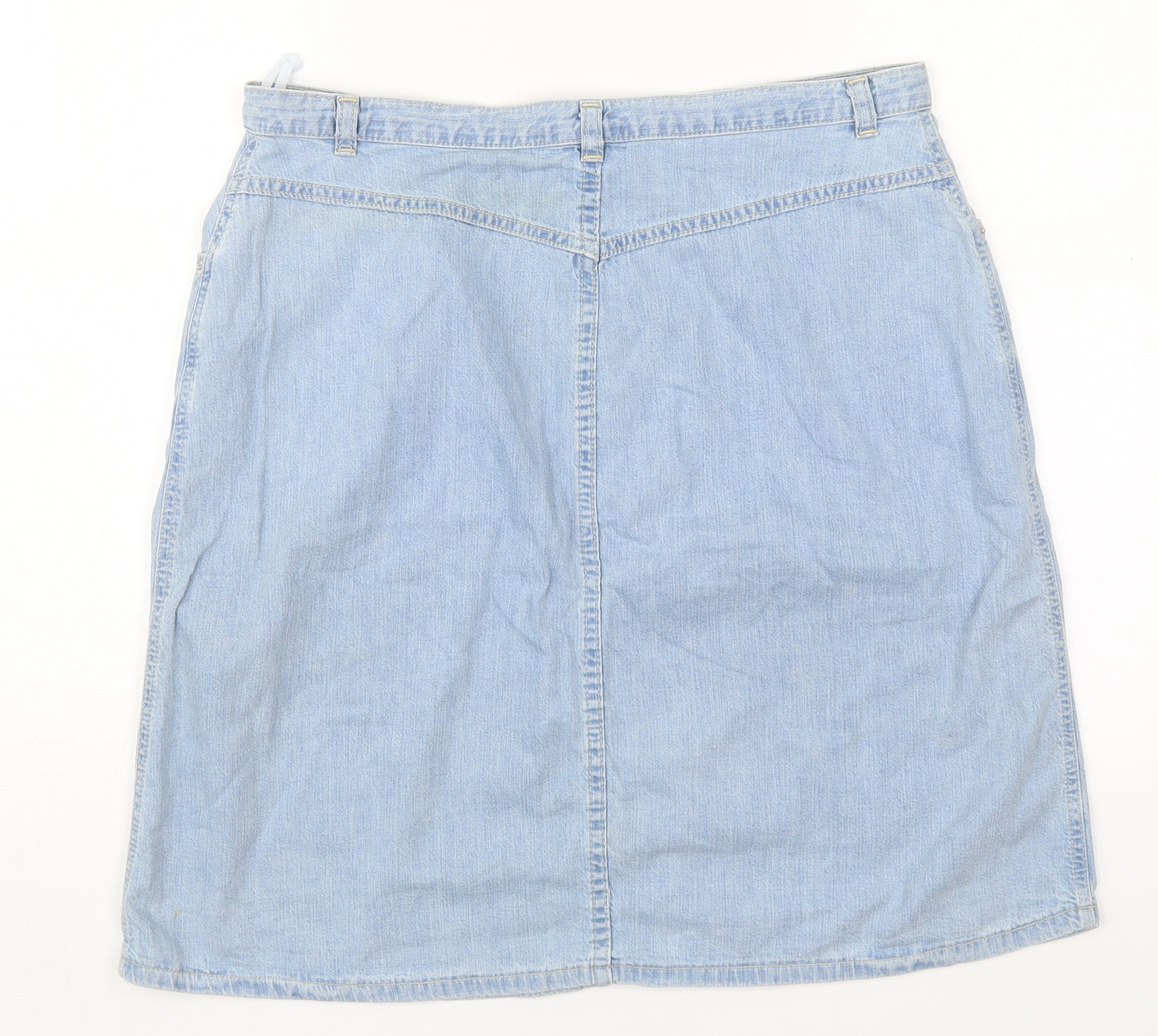 Preworn Womens Blue  Cotton A-Line Skirt Size 34 in   Button