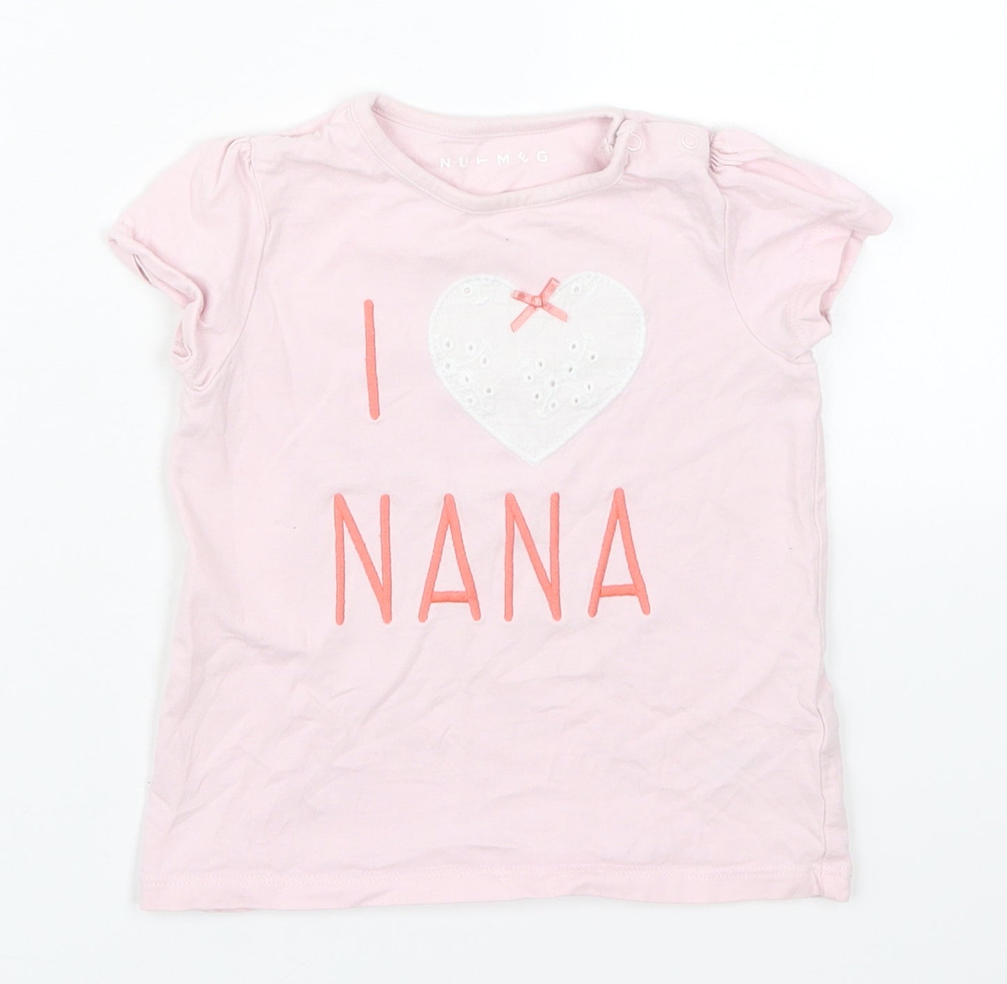 Nutmeg Girls Pink  Cotton Basic T-Shirt Size 18-24 Months Crew Neck Pullover - I Love Nana