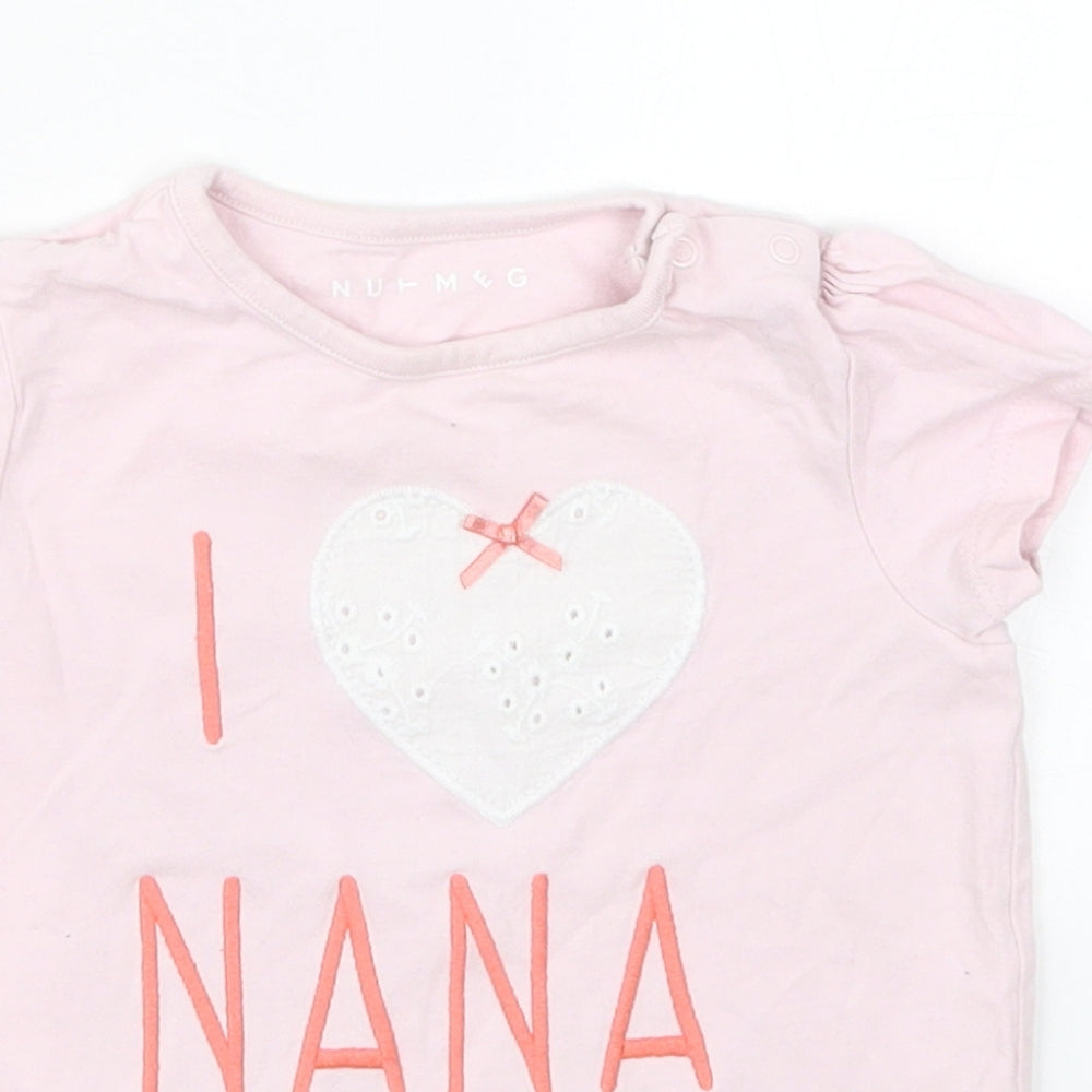 Nutmeg Girls Pink  Cotton Basic T-Shirt Size 18-24 Months Crew Neck Pullover - I Love Nana