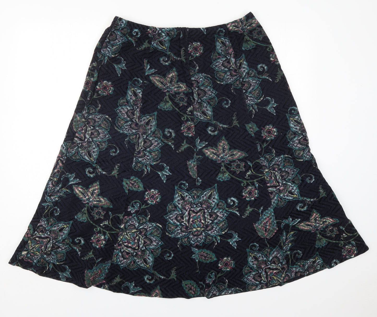 Marks and Spencer Womens Blue Floral Polyester A-Line Skirt Size 16