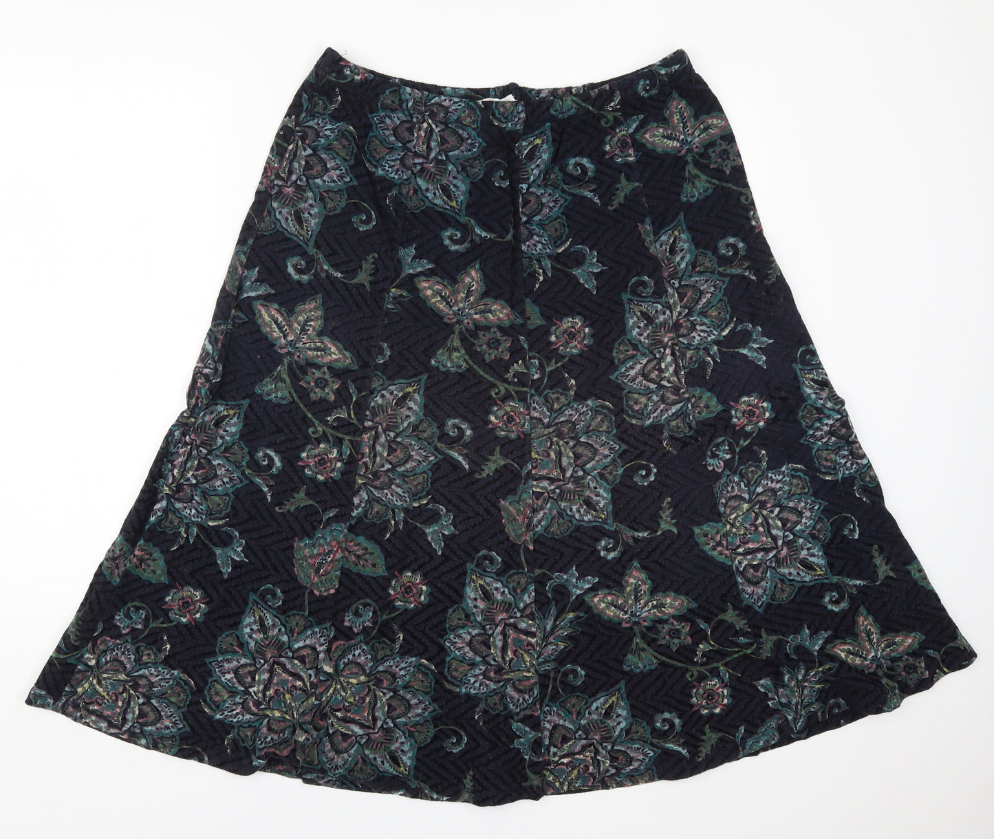 Marks and Spencer Womens Blue Floral Polyester A-Line Skirt Size 16