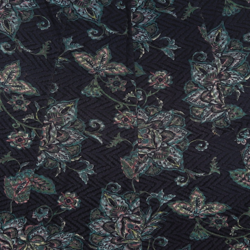 Marks and Spencer Womens Blue Floral Polyester A-Line Skirt Size 16