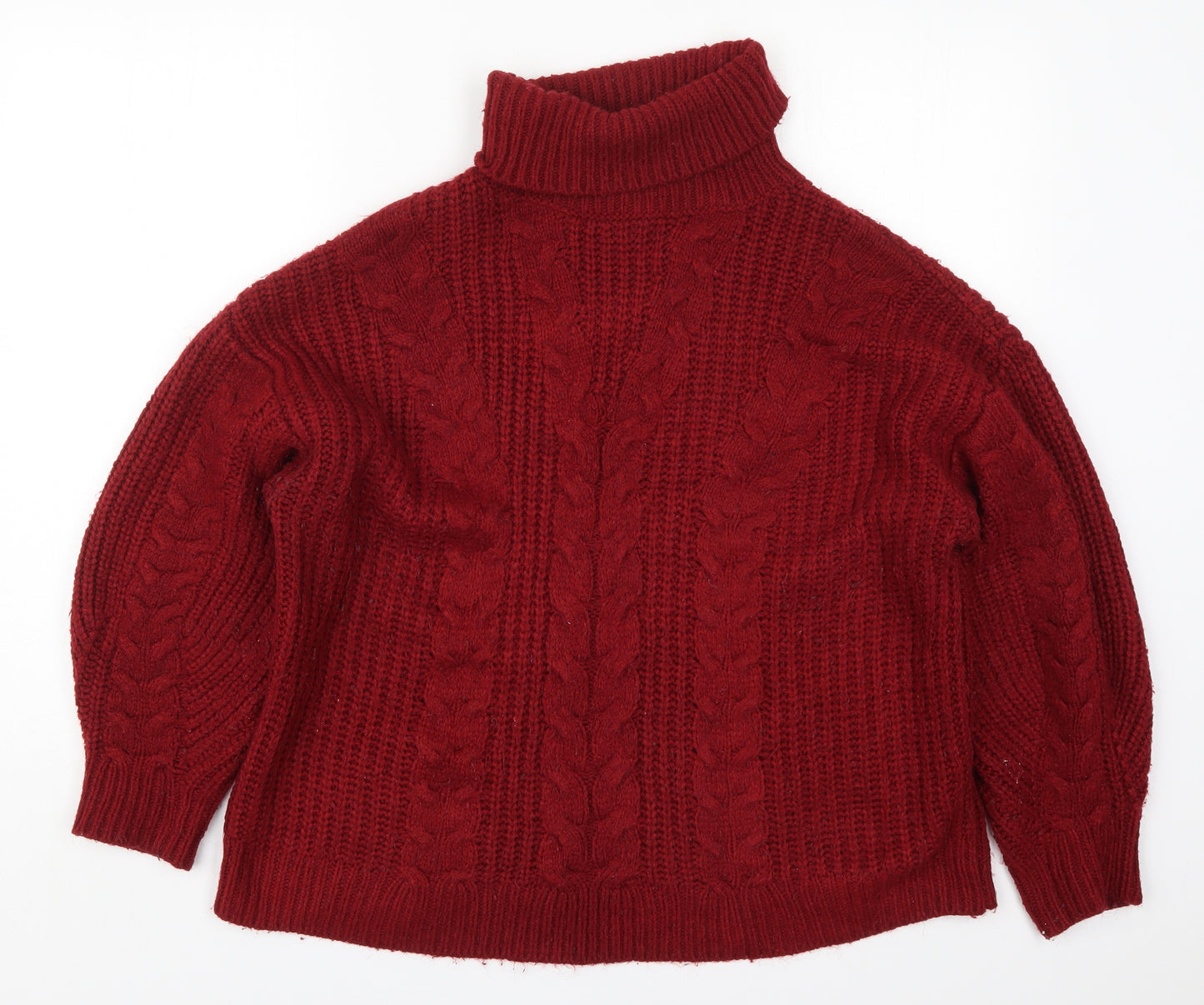 Primark Womens Red Roll Neck  Acrylic Pullover Jumper Size 10
