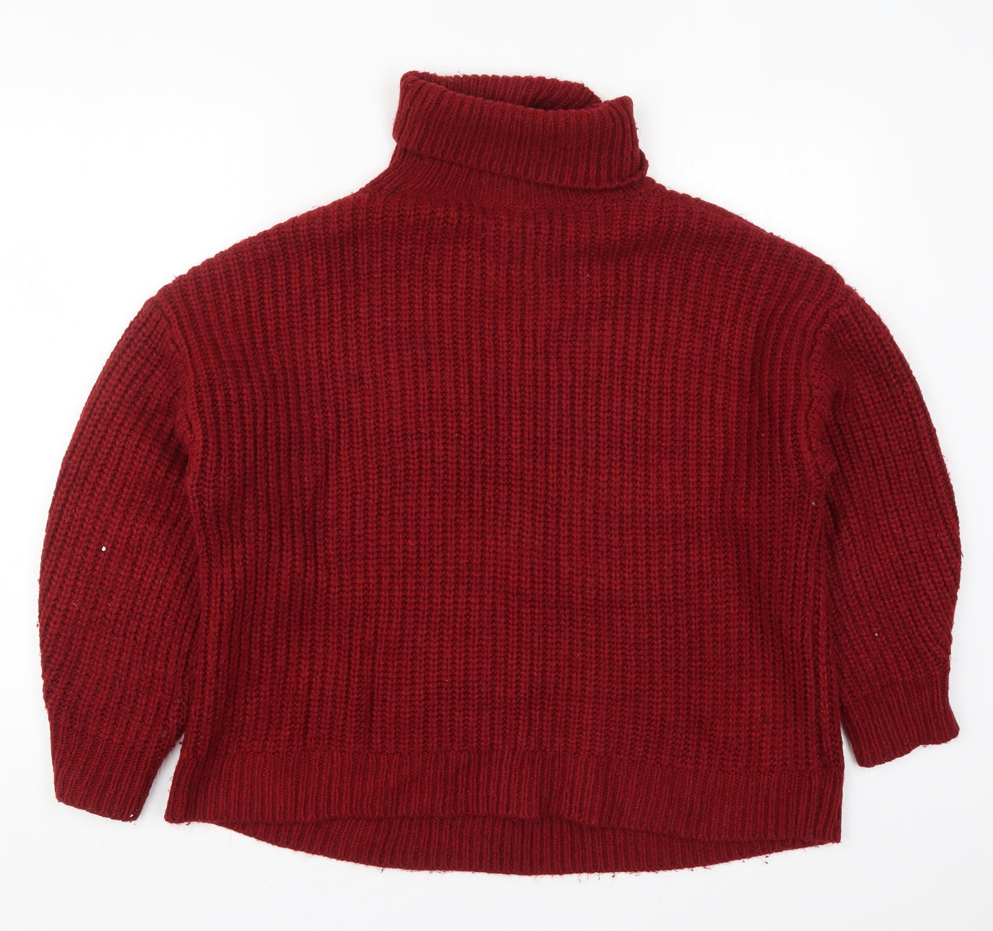 Primark Womens Red Roll Neck  Acrylic Pullover Jumper Size 10