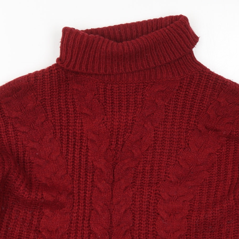 Primark Womens Red Roll Neck  Acrylic Pullover Jumper Size 10