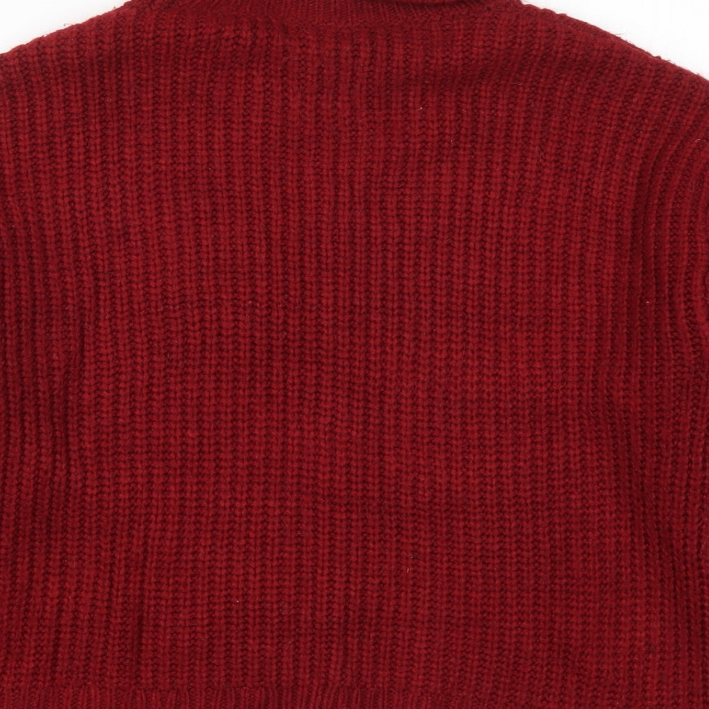 Primark Womens Red Roll Neck  Acrylic Pullover Jumper Size 10
