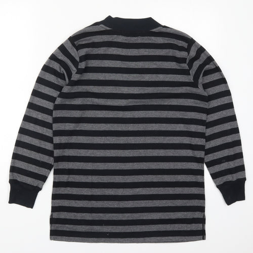 Casual Comfort Womens Grey Striped Polyester Pullover Sweatshirt Size 12  Pullover