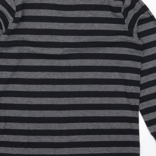 Casual Comfort Womens Grey Striped Polyester Pullover Sweatshirt Size 12  Pullover