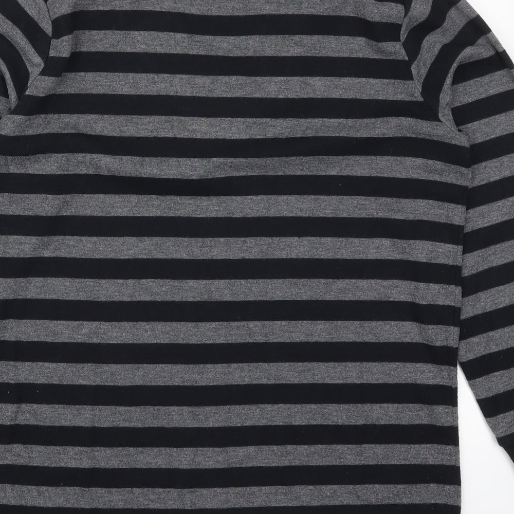 Casual Comfort Womens Grey Striped Polyester Pullover Sweatshirt Size 12  Pullover
