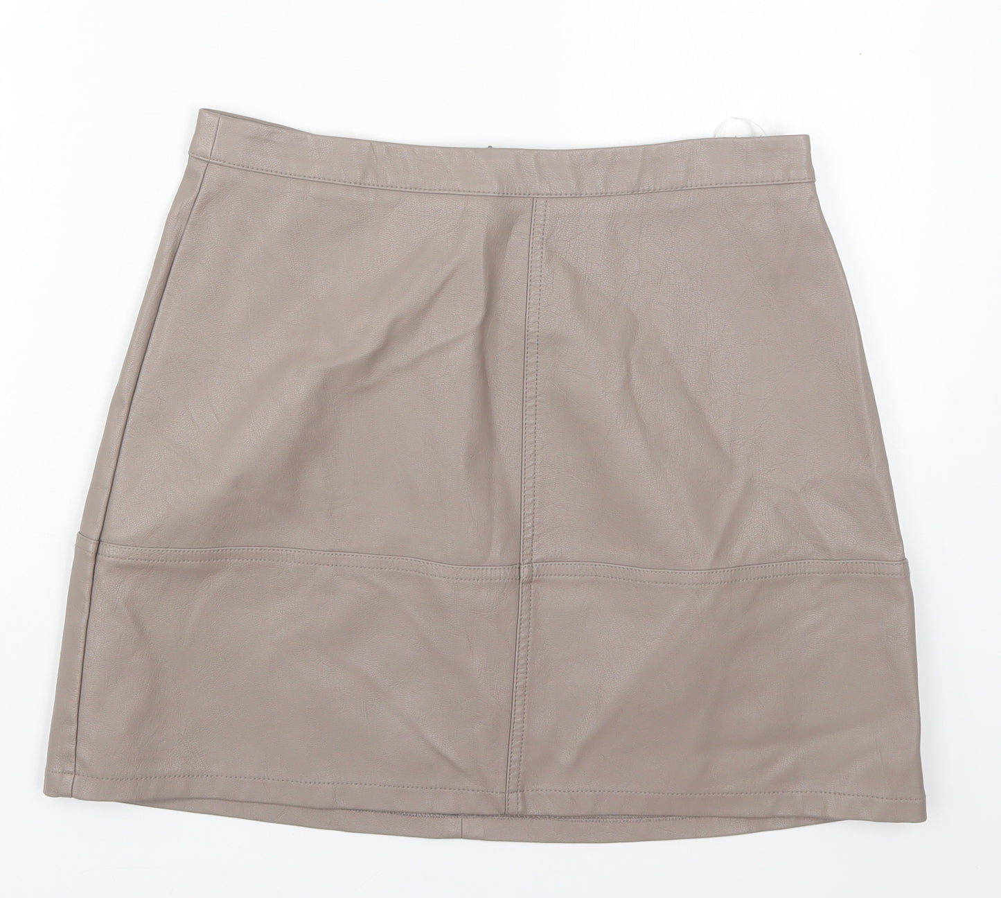 New Look Womens Brown  Polyurethane A-Line Skirt Size 12   Zip
