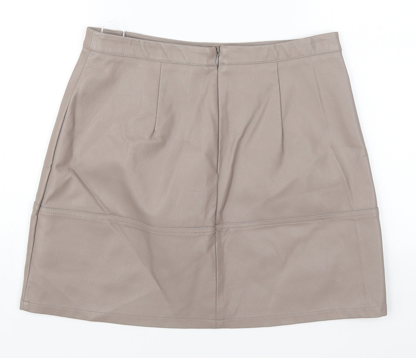 New Look Womens Brown  Polyurethane A-Line Skirt Size 12   Zip