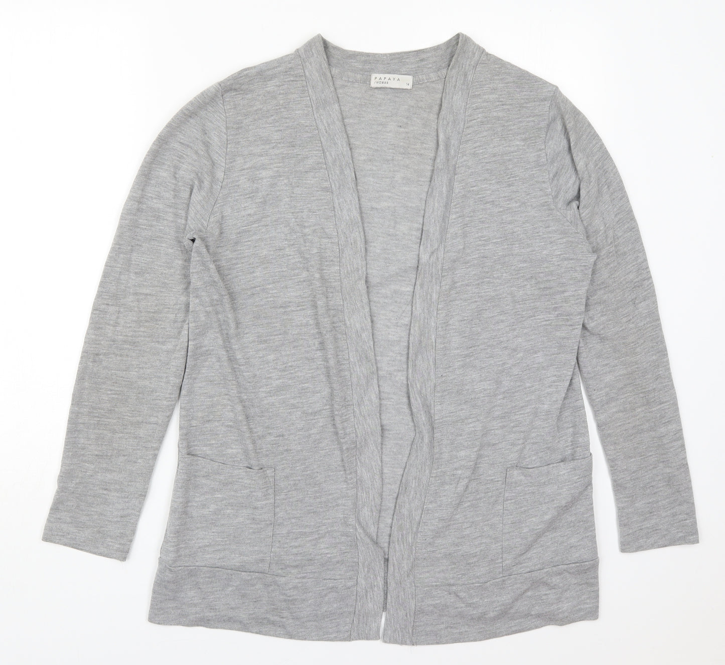 Papaya Womens Grey V-Neck  Viscose Cardigan Jumper Size 14