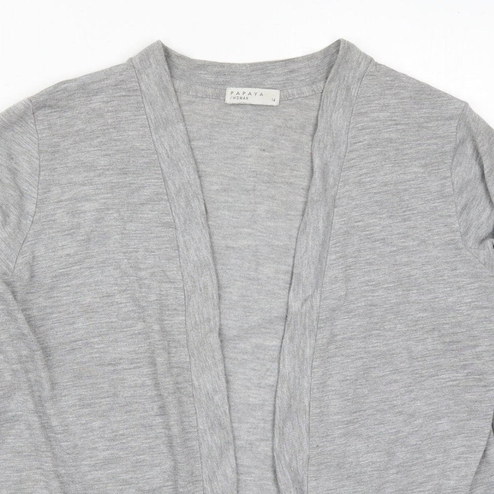 Papaya Womens Grey V-Neck  Viscose Cardigan Jumper Size 14