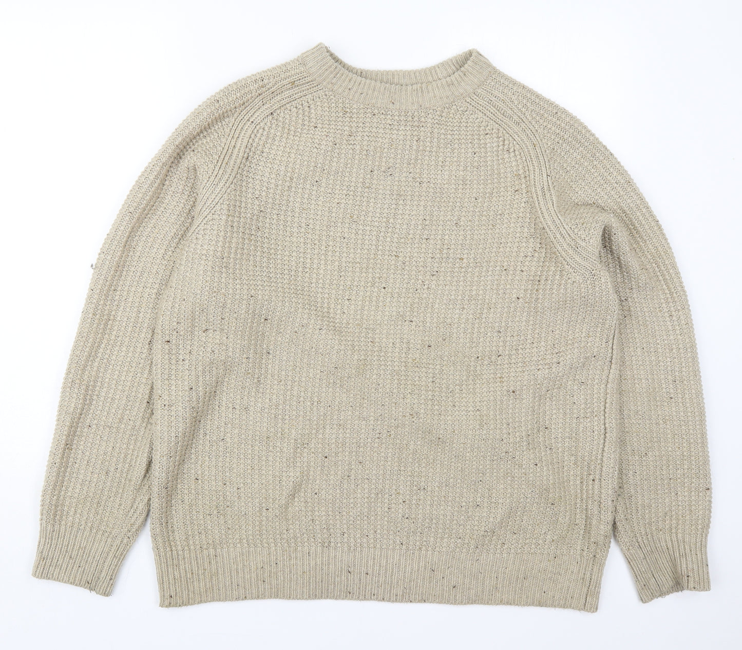 F&F Mens Beige Round Neck  Acrylic Pullover Jumper Size XL
