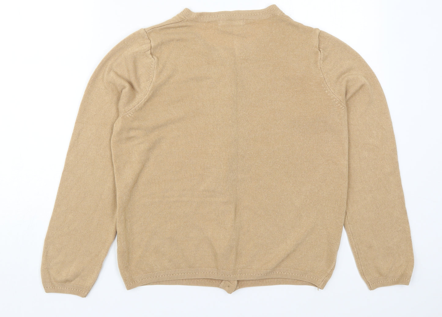 Marks and Spencer Womens Beige Round Neck  Acrylic Cardigan Jumper Size 12