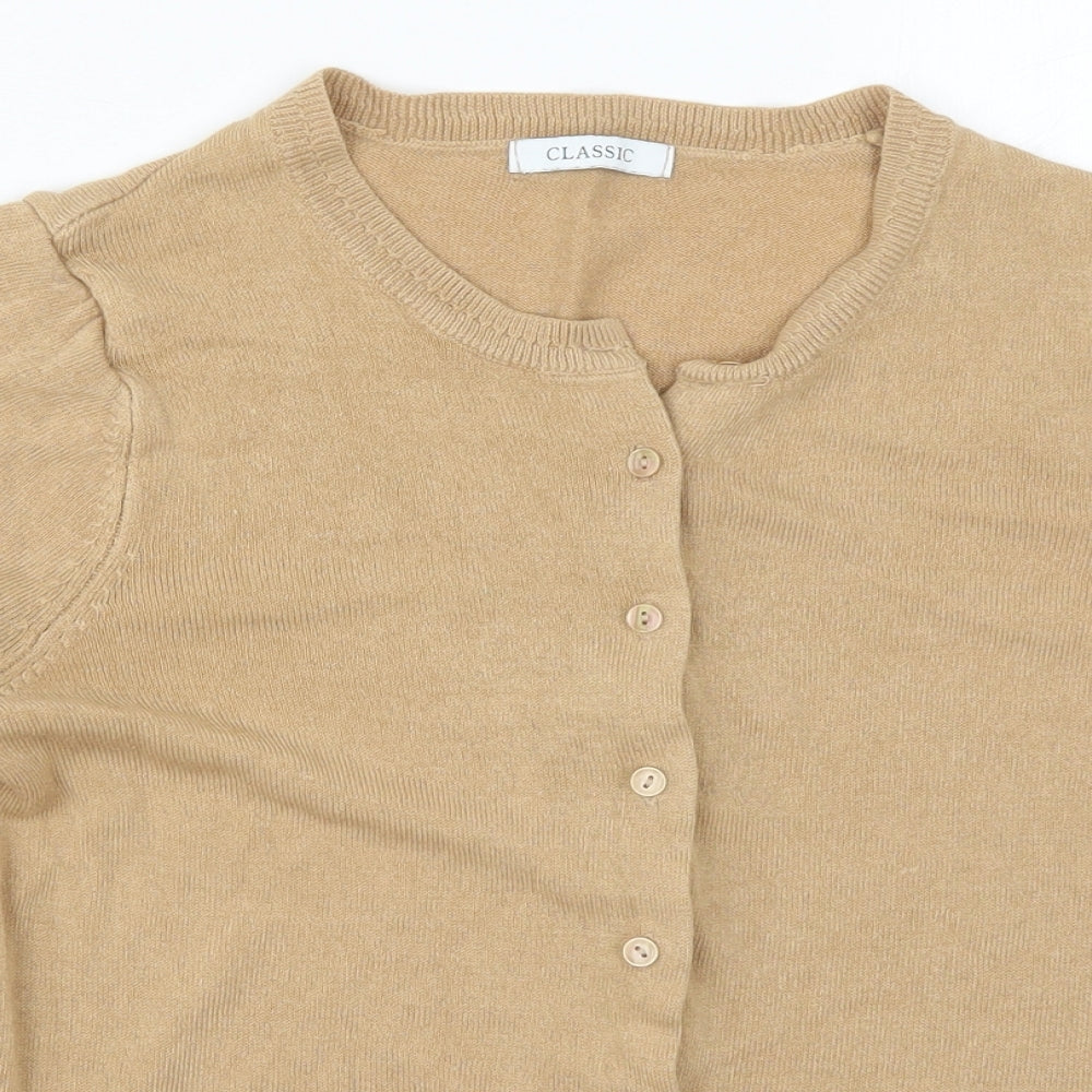 Marks and Spencer Womens Beige Round Neck  Acrylic Cardigan Jumper Size 12