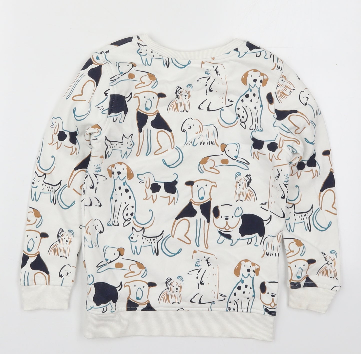 George Boys White  Cotton Pullover Sweatshirt Size 5-6 Years  Pullover - Dogs