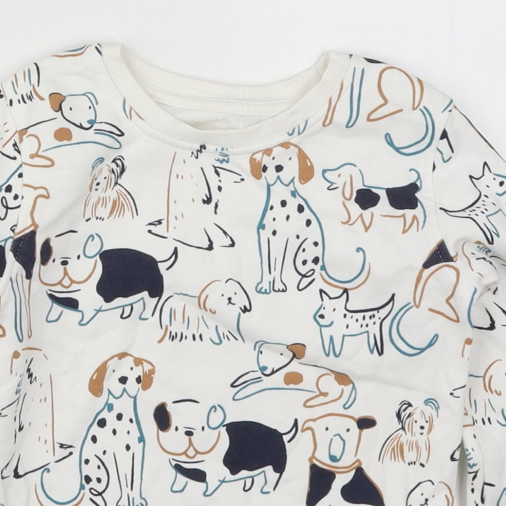 George Boys White  Cotton Pullover Sweatshirt Size 5-6 Years  Pullover - Dogs