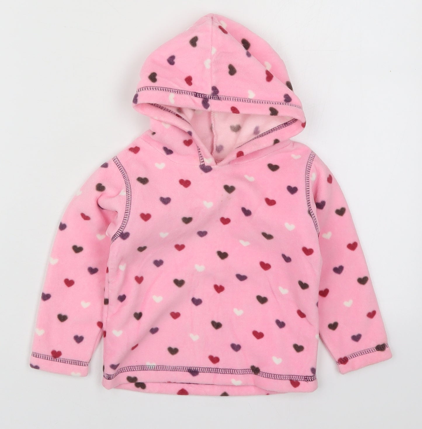M&Co Girls Pink Geometric  Jacket  Size 9-12 Months   Pullover - Love Hearts