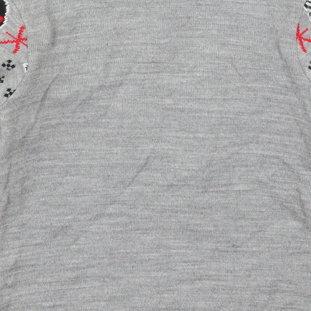 Pop Gear Boys Grey Round Neck  Acrylic Pullover Jumper Size 5-6 Years  Pullover - Christmas Star Wars