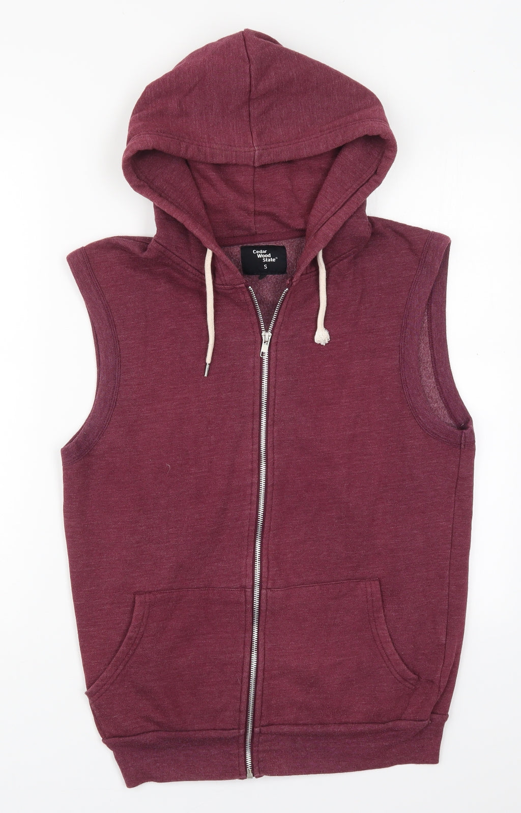 Cedar Wood State Mens Red  Cotton Full Zip Hoodie Size S