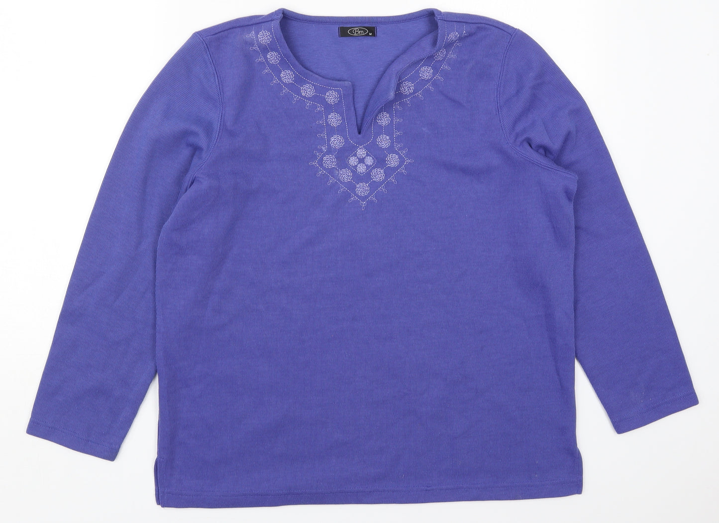 Bonmarché Womens Blue  Cotton Basic T-Shirt Size M V-Neck