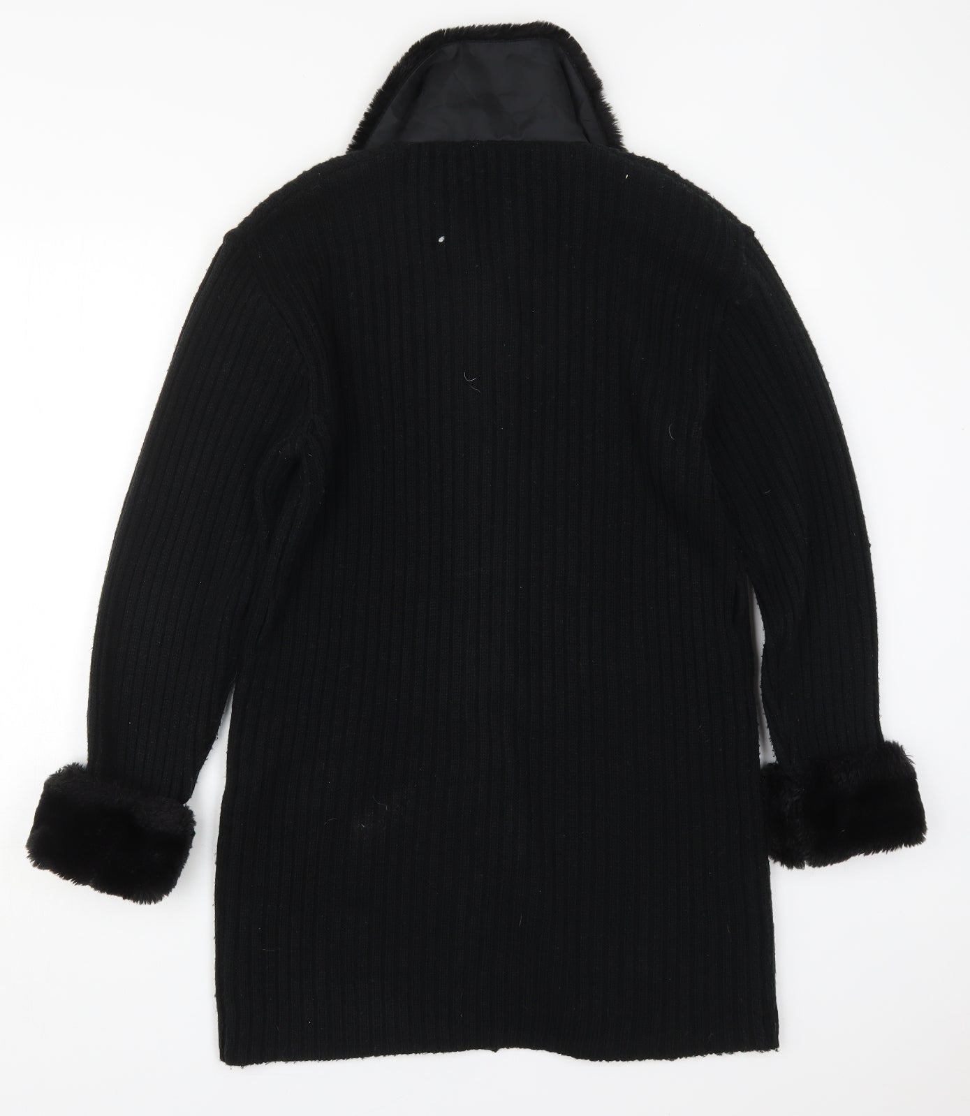 Simply Classic Womens Black Collared  Acrylic Cardigan Jumper Size M