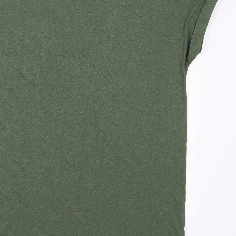 F&F Womens Green  Viscose Basic T-Shirt Size 12 V-Neck