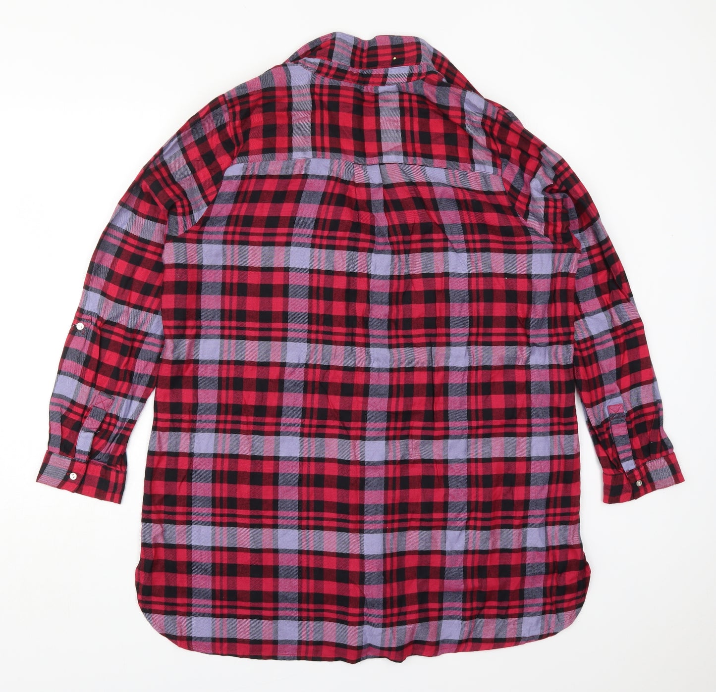 George Womens Pink Check Viscose Basic Button-Up Size 18 Collared