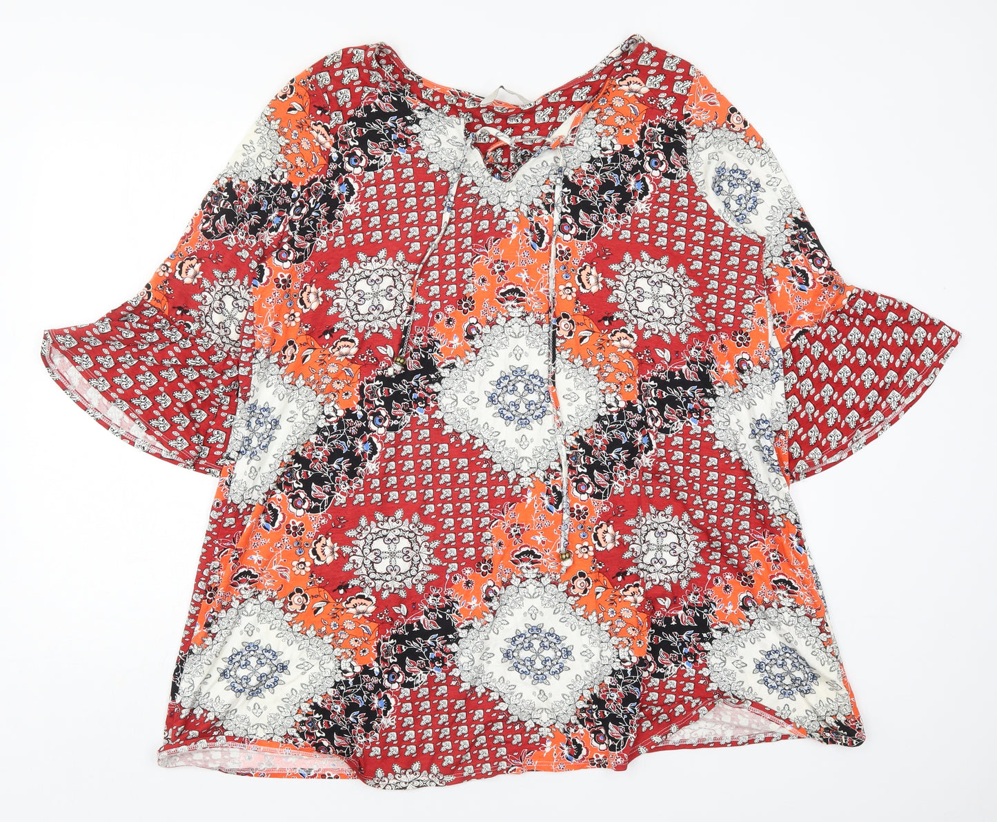 George Womens Multicoloured Geometric Viscose Basic T-Shirt Size 18 Round Neck