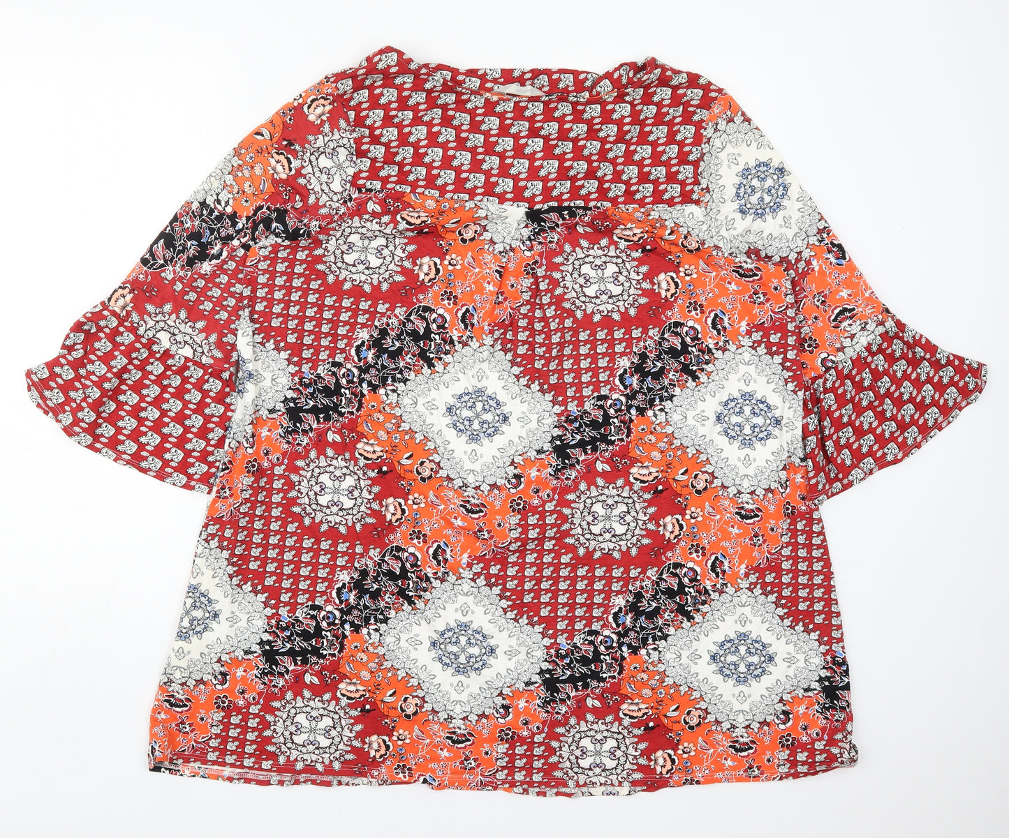 George Womens Multicoloured Geometric Viscose Basic T-Shirt Size 18 Round Neck