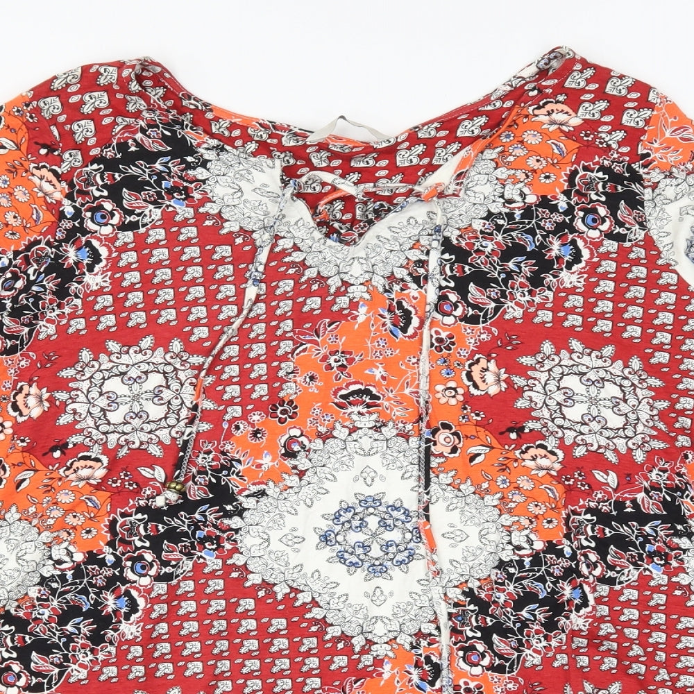 George Womens Multicoloured Geometric Viscose Basic T-Shirt Size 18 Round Neck