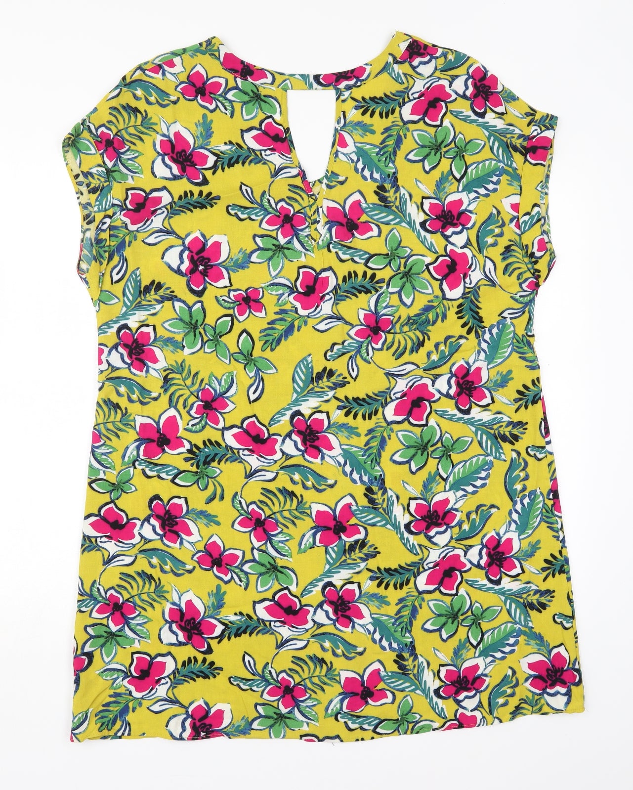 Papauya Womens Multicoloured Floral Viscose Basic T-Shirt Size 16 V-Neck