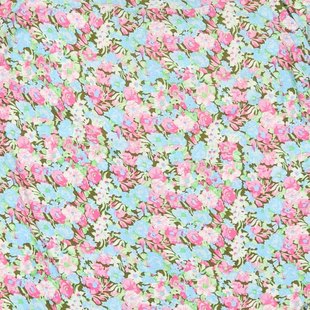 Cecilia Womens Multicoloured Floral Polyester Basic T-Shirt Size M Round Neck