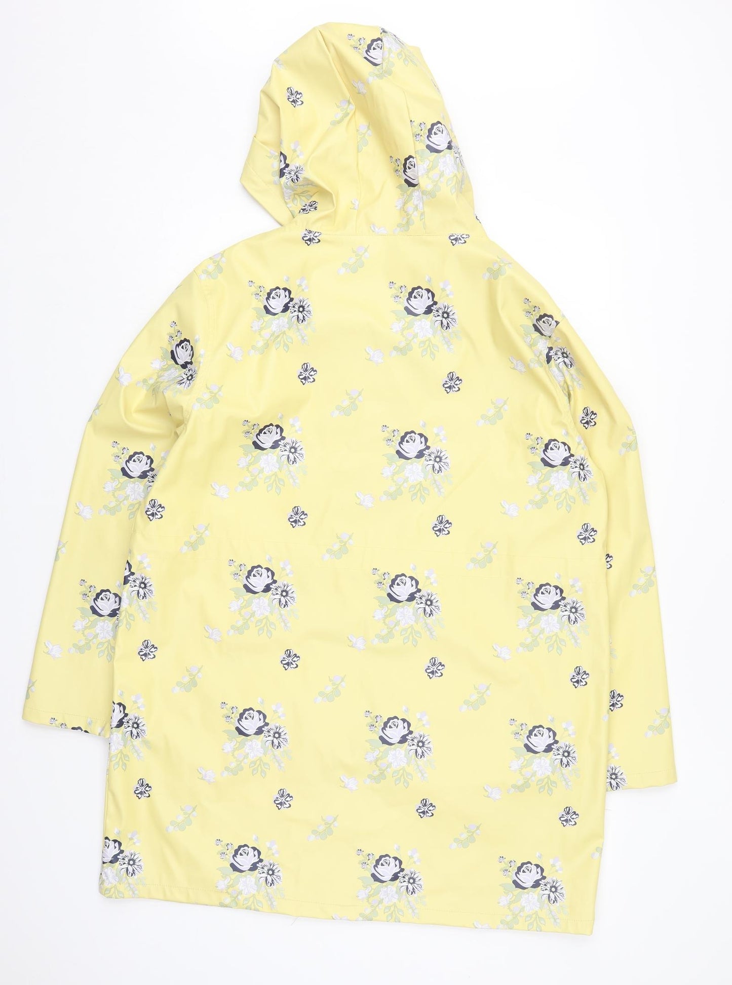 Ridge & Co Womens Yellow Floral  Rain Coat Coat Size 16  Zip