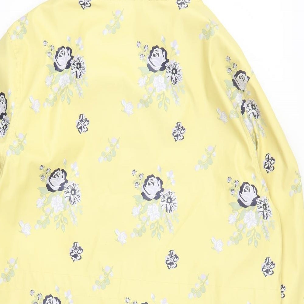 Ridge & Co Womens Yellow Floral  Rain Coat Coat Size 16  Zip