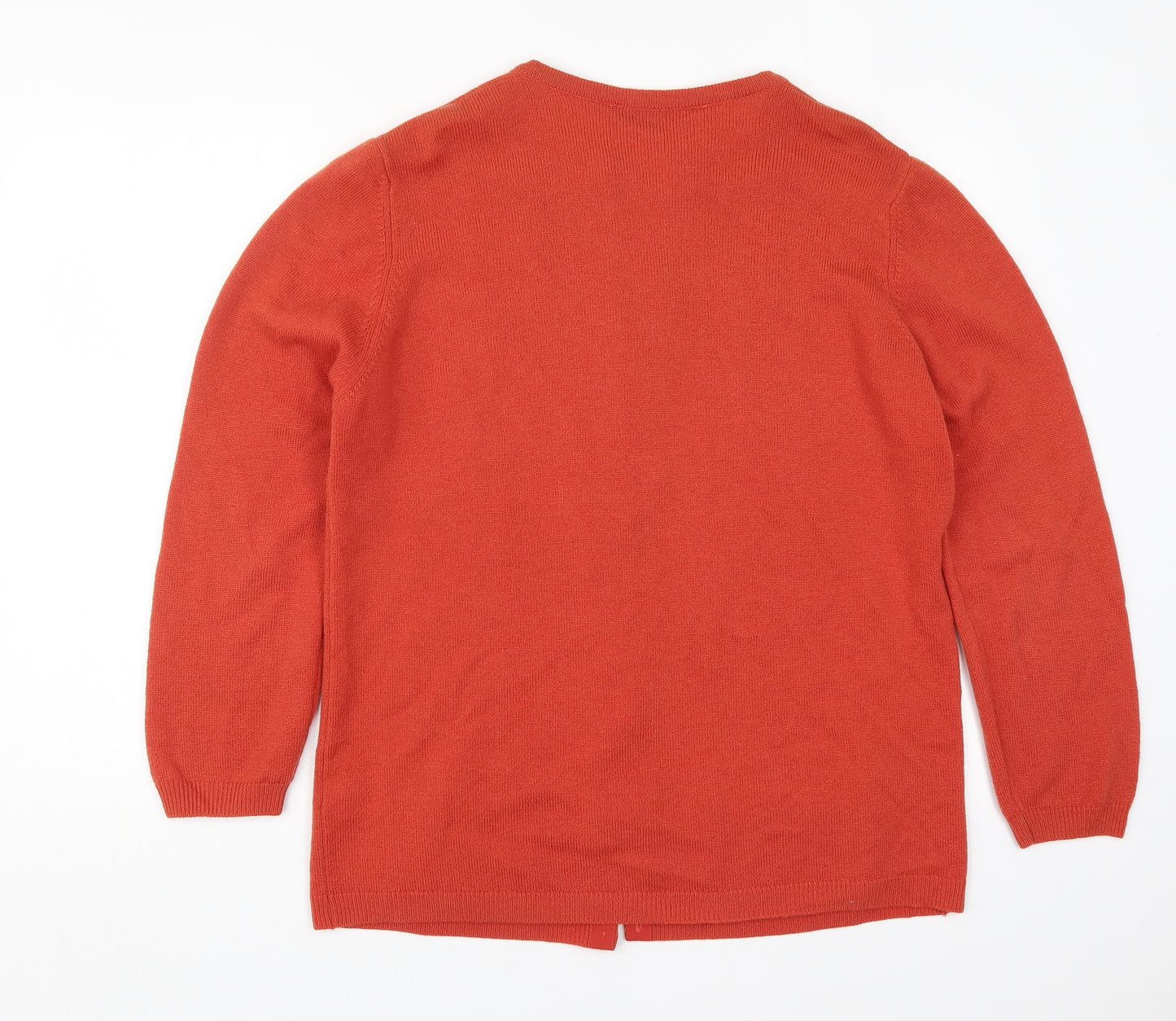 St Michael Womens Orange Round Neck  Wool Cardigan Jumper Size 16