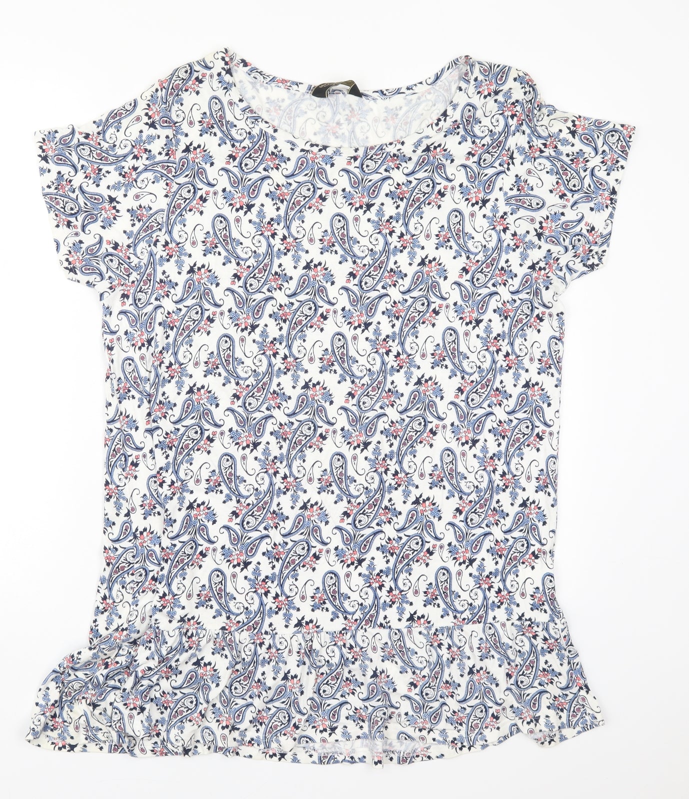 Originals Womens Blue Paisley Viscose Basic T-Shirt Size 20 Round Neck